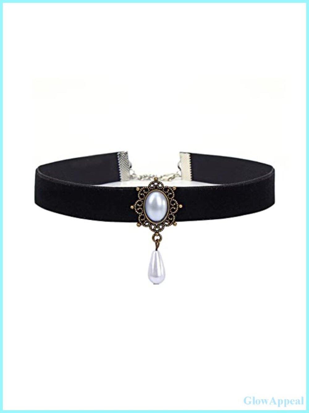 Vintage Black Velvet Choker Necklace Gothic Victorian Crystal Charms Adjustable